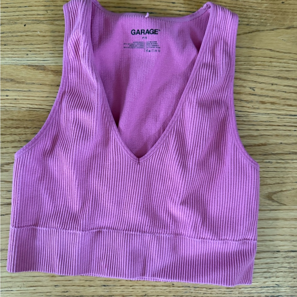 Garage Purple Ribbed Crop Tank Top
